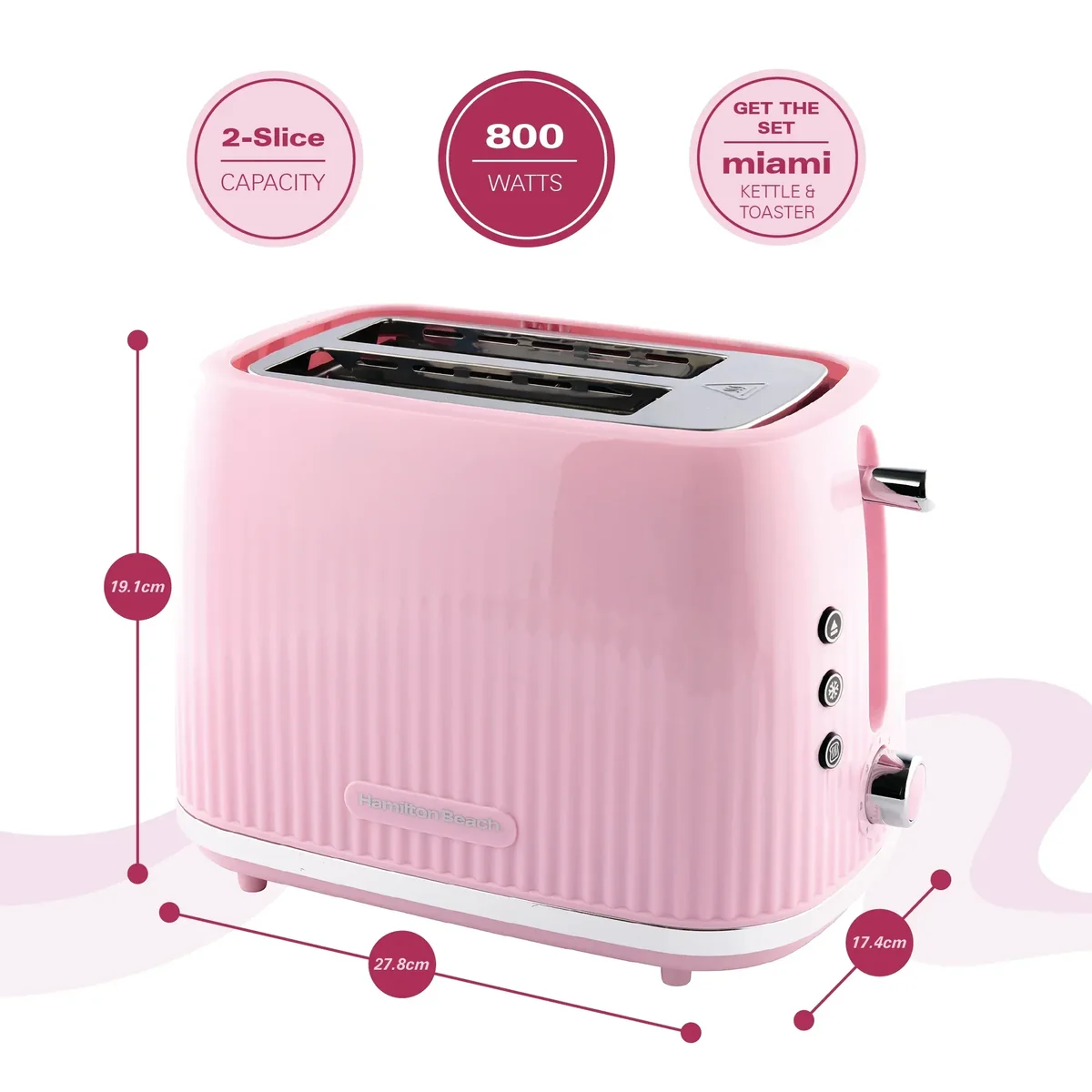 Hamilton Beach Miami Toaster Flamingo Pink - Image 2