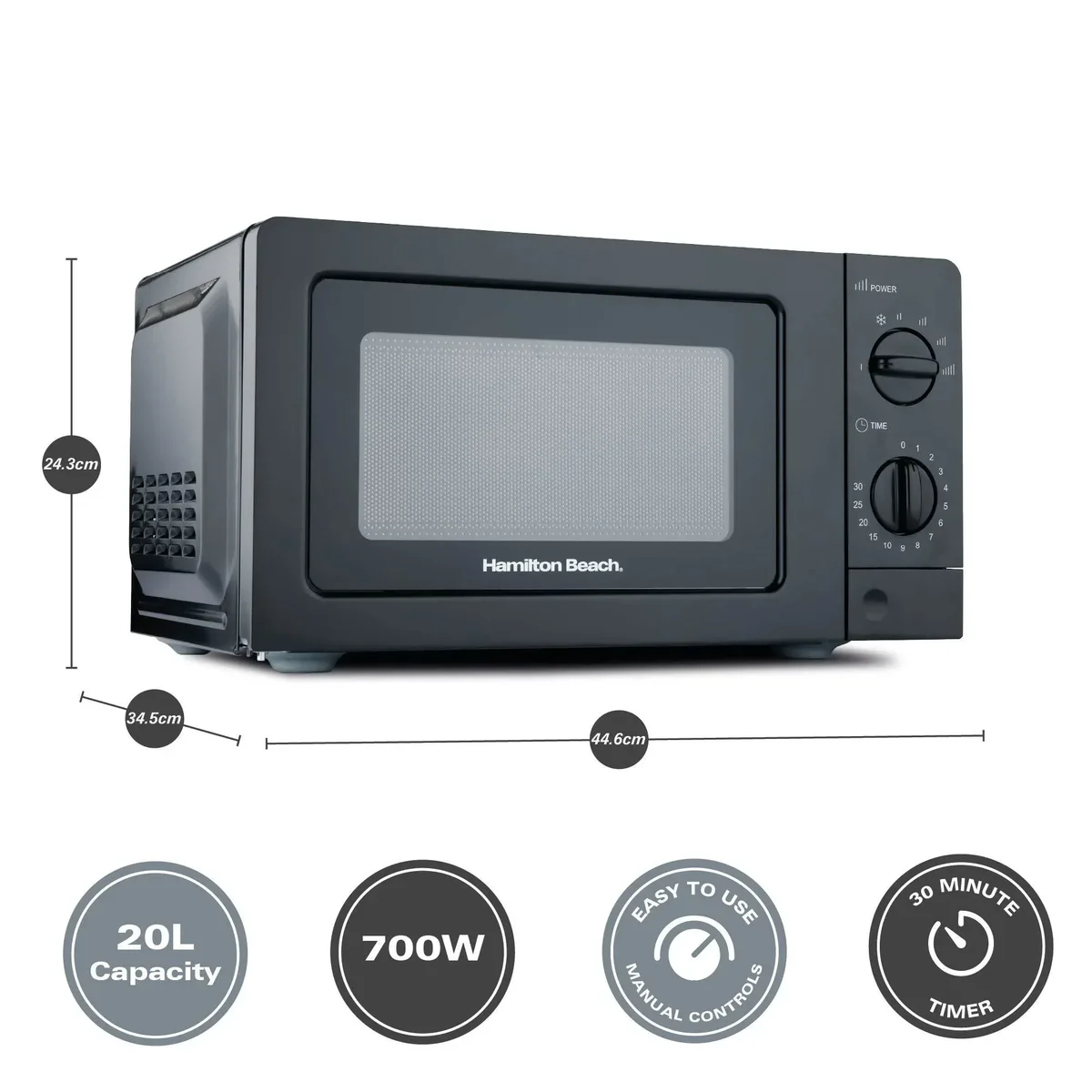 Hamilton Beach 20L Microwave - Black - Image 4